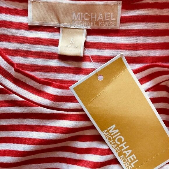‎NWT: Michael Kors Red & White Stripe Top - Picture 7 of 9
